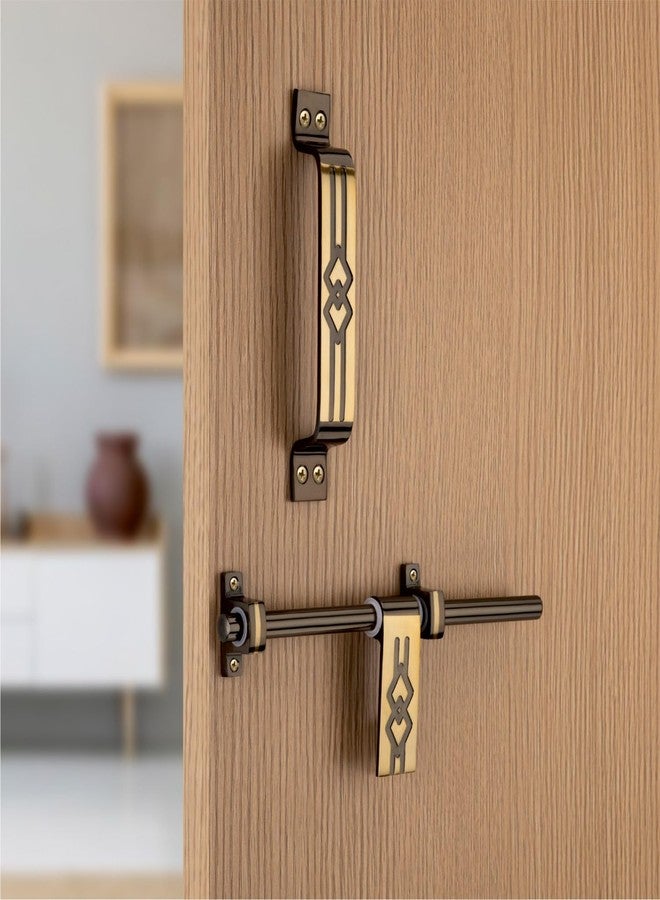 كومباس مجموعة كاملة من ملحقات تركيب الأبواب المزدوجة الثقيلة من الفولاذ المقاوم للصدأ من كومباس سيكو (قطعة واحدة للفتح، مزلاج واحد، 4 مقابض، مزلاجان برجيان، قطعتان لإيقاف الباب | 12 بوصة | لمسة نهائية عتيقة) - Image 3